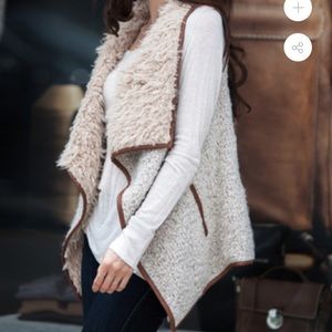Open Front Sherpa Vest with Pockets